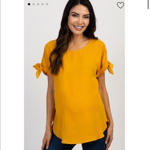 LIKE NEW! Pink Blush Maternity Yellow Blouse